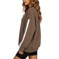 thumbnail image 6 of TEMOFON Womens Sweatshirts Fleece Lined Long Sleeve Shirts for Fall Tops Crew Neck Winter Clothes Fleece Lined Loose Fitting Tops for Women Brown L, 6 of 9