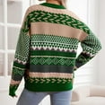 thumbnail image 5 of EchfiProm Green Women Sweater Graphic Fall Pullover Crew Neck Fair Isle Comfy Long Sleeve Sweater Top, 5 of 8