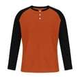 thumbnail image 3 of Yaoyar Long Sleeve Henley Shirts for Men - Stylish Casual Fashion Full Sleeves Raglan Mens Baseball Shirt Lightweight Long Sleeve Pullover Top,Orange,M, 3 of 5