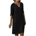 thumbnail image 2 of Pisexur Robe à Manches Courtes Col Rond Mode Femmes Décontractée Col Rond Imprimé Été Robe 1/2 Manches Robe Femmes, 2 of 5