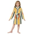 thumbnail image 6 of FORMRS Niños Bathrobe Unisex Hooded Robe Soft Plush Pajamas Sleepwear, Size 2-3T, Stripes and Circle, 6 of 7