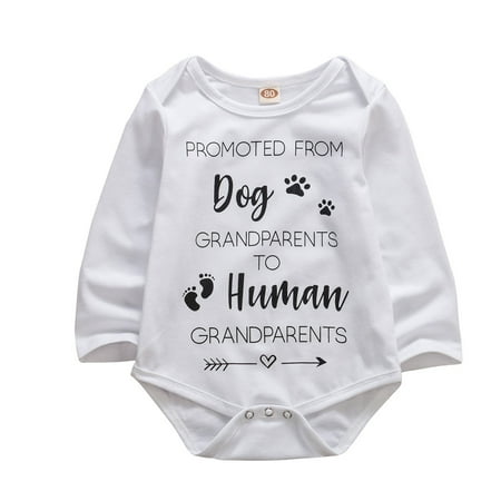 

IZhansean Newborn Infant Baby Boy Girl Long Sleeve Romper Jumpsuit Outfits Letter Print Bodysuit Cotton Bodysuit White 6-12 Months