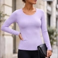 thumbnail image 6 of Stamzod Long Sleeve Shirts for Women U-Neck Slim Fitted Tops Casual Base Layer Undershirts Fall Fashion, 6 of 10