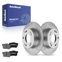 AutoShack 10.24" (260 mm) Rear Solid Drilled & Slotted Brake Rotors Coated   Ceramic Brake Pads | Replacement for 2003-2007 Honda Accord | Silver Zinc Coated | 6-PC Brake Kit | SilverShield Pro