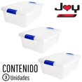 thumbnail image 3 of JOY - Caja de Almacenamiento Apilable, Pack de 3, para Organizador Armario, Juguetes, Ropa, con Broche y Tapa Duradera, 15 Litros de Capacidad, Plástico Libre de BPA, Transparente, 3 of 6