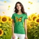 thumbnail image 3 of Blusa con Estampado de Mariposa y Girasoles – Diseño Único y Significativo Color Verde Talla Chica Marca Emil SaEs, 3 of 4