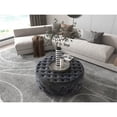 thumbnail image 4 of American Home Classic Jasper 17" Round Traditional Velvet Ottoman in Silver, 4 of 6