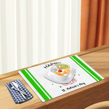 

St. Patricks s Day Placemat Irish Plaid English Decorative Table Runner Insulated Tablecloth