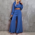 thumbnail image 5 of YHAJDS Two Piece Set for Women,Womens Pants Suit Solid Color Long Sleeve Lapel Knit Sweater Top with Pants Ladies Warm Fall Winter Fashion Casual Suit, 5 of 5