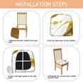 thumbnail image 4 of Gold and White Marble Seat Covers for Dining Room Chairs Set Of 6,Stretch Printed Washable Chair Seat Cover with Elastic Ties and Button,Removable Waterproof Couch Cushion Covers, 4 of 6