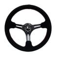thumbnail image 1 of Reinforced Steering Wheel Black Suede with Red Stitching & 5 mm Spokes with Slits, 1 of 1