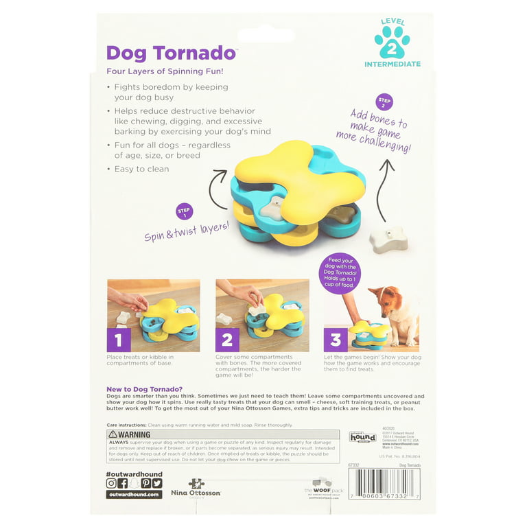 NINA OTTOSSON BY OUTWARD HOUND Tornado Puzzle Game Dog Toy, Yellow