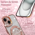 thumbnail image 2 of Magnetic Case  for iPhone 15 Plus Glitter Case Luxury Plating Love Heart Compatible with MagSafe Clear Case with Camera Protector Protection Shockproof Cover for Women Girls-Pink, 2 of 12