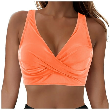 GEWSEY Women Underwire Bikini Top - Push Up Swim Top Only Bra Padded Swimsuit Tops 2025 Bathing Suit Tops Orange  L