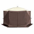 thumbnail image 7 of Pop Up Gazebo Tent 12.5x12.5FT, 6 Sided Screen Tent with Privacy Cloths & Mesh Windows, Quick Set Camping Canopy Sun Shelter, Waterproof Brown, 7 of 7