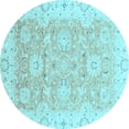 thumbnail image 1 of Ahgly Company Indoor Round Oriental Light Blue Traditional Area Rugs, 5' Round, 1 of 4