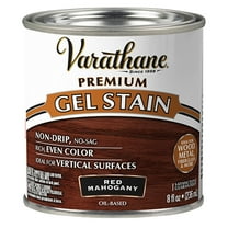 4 Pack, Red Mahogany, Varathane Premium Gel Wood Stain-358319, Half Pint