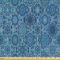 thumbnail image 2 of Mosaic Upholstery Fabric by the Yard, Traditional Flower Petals Scrolling Leaves Mandala Zen Ornamental Pattern, Decorative Fabric for DIY and Home Accents, Violet Blue by Ambesonne, 2 of 5