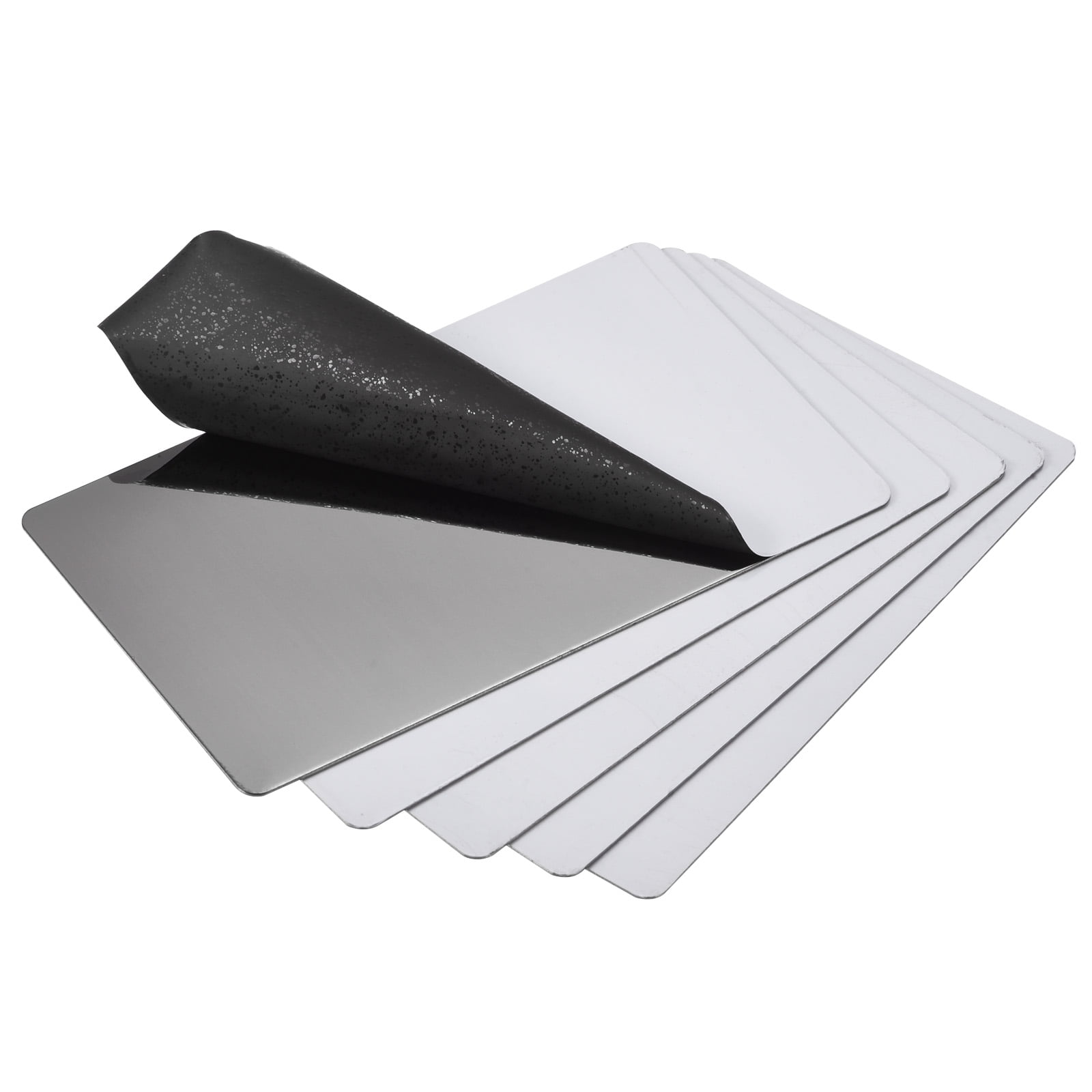 Sourcing Map Leer-Metallkarten 5 Stk. – 85x50x0,4 Mm, 201 Edelstahl, Silber, Mit Schutzfolie, Für Gravur & Beschriftung