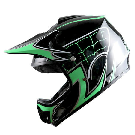 WOW Youth Kids Motocross BMX MX ATV Dirt Bike Helmet Spider Green (Best Rated Womens Motorcycle Helmet)