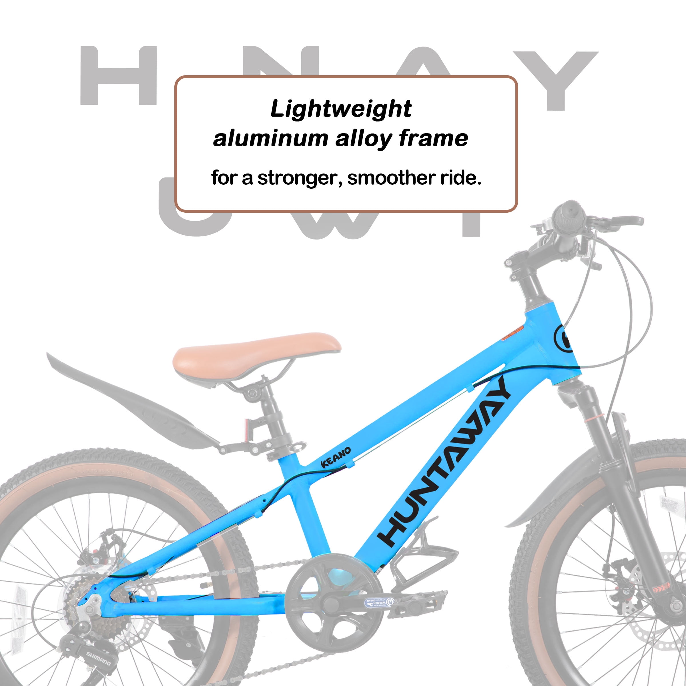 KEANO Huntaway 20 Inch Kids Mountain Bike for Boys Girls Ages 7-10, 7-Speed Kid Bicycle with Lightweight Alloy Frame, Dual Disc Brakes, Blue