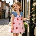 thumbnail image 6 of FRSASU Girl's Vintage Cute Strawberry Embroidered Summer Dress Ruffle Cap Sleeve Bow A-Line Layered Mesh Birthday Party Dresses Pink-A, 6 of 9