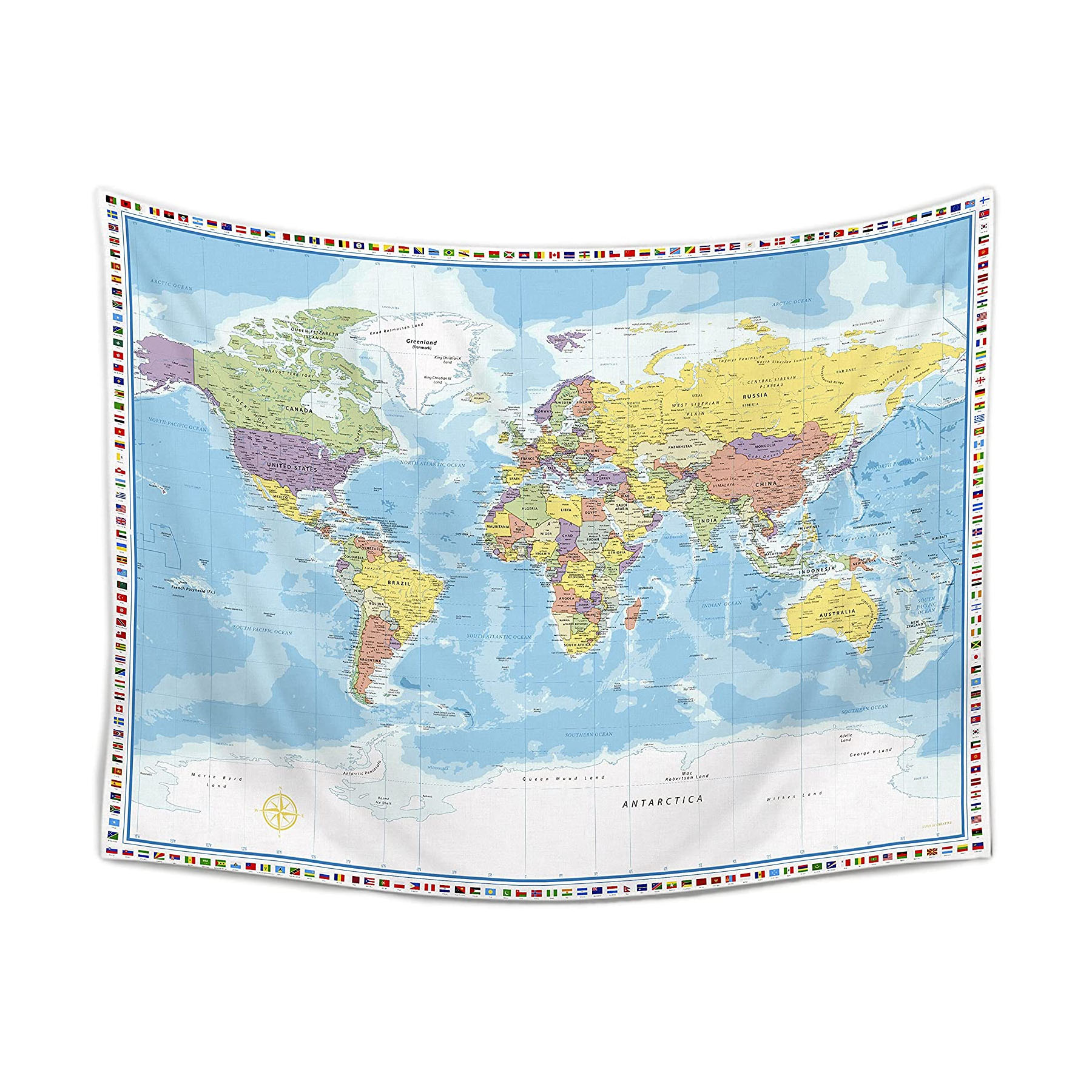 Large World Map Tapestry Wall Hanging Tapestry World Map For Kids
