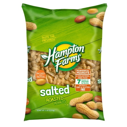 Product of Hampton Farms Salted Roasted In-Shell Peanuts, 5 lbs.