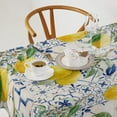 thumbnail image 2 of Vintage Lemon Tablecloth, Watercolor Yellow Lemons Blue Tiles Spring Summer Seasonal Print Table Cover for Holiday Picnic Party Dinner Table Decor 60x120in, 2 of 6