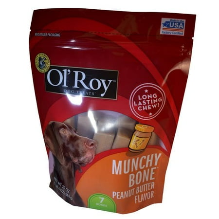 Ol' Roy Munchy Bone Peanut Butter Flavor Chews Dog Treats, 7 Ct