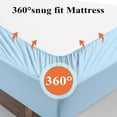 thumbnail image 5 of Bamboo Viscose Fitted Sheet 1 Pack Twin Size Only,400 Thread Count,8-16" Deep Pocket,Bottom Sheet Colorfast Soft & Silky & Breathable(1 Fitted Sheet Only, Sky Blue, Twin), 5 of 8
