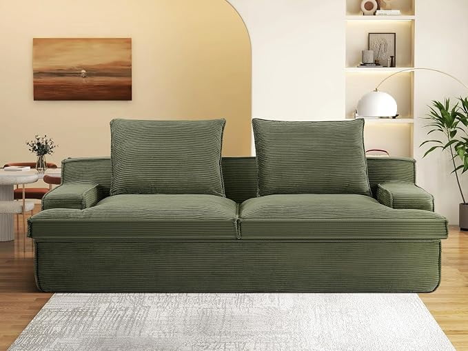 US Pride Oversized Full Foam 4 Seater Couch for Living Room Upholstered in Soft Corduroy Fabric