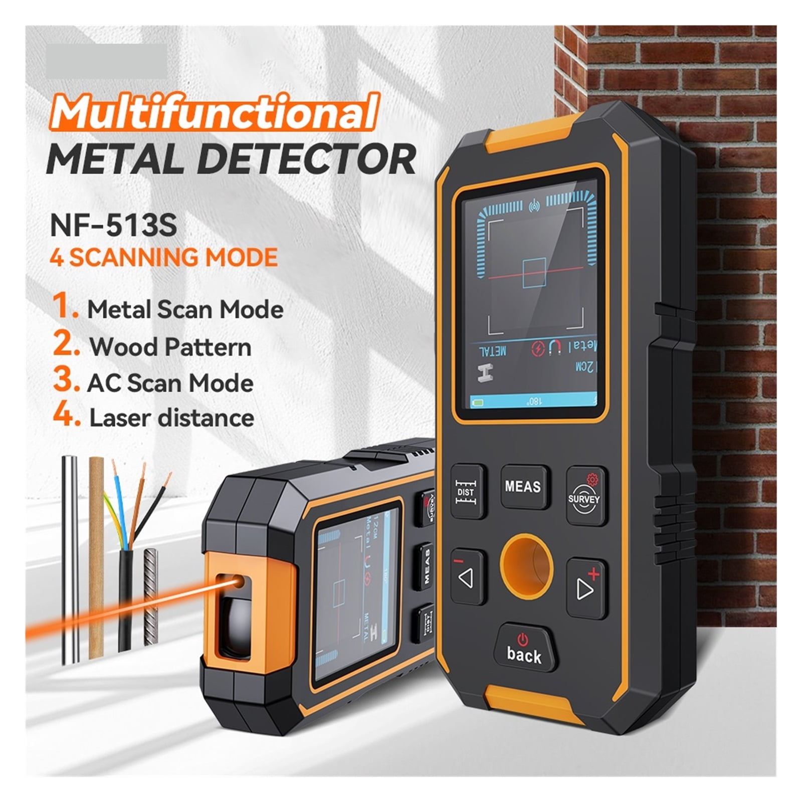 Metal Detector Digital Wall Scanner Laser Rangefinder LCD Display Wall Detector Stud Finder ,Accurate Readings