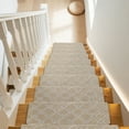 thumbnail image 2 of Pure Era Bullnose Carpet Stair Treads Cover 9" x 30" Classic Pattern Rug Indoor Non Slip Self Adhensive (Set of 14 Pieces,Cream Gray Diamond Trellis), 2 of 11