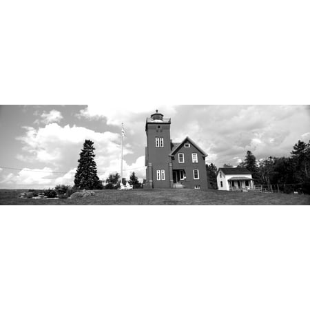 Two Harbors Lighthouse on Lake Superiors Agate Bay Burlington Bay Minnesota USA Stretched Canvas - Panoramic Images (6 x