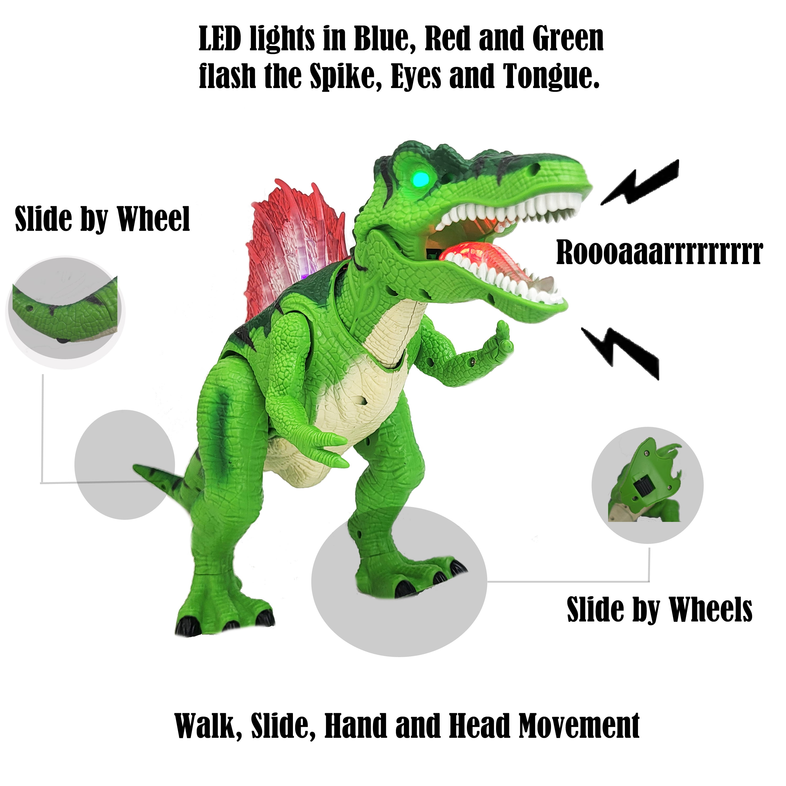Large Walking and Shake Head with Roar Sound and Light Dinosaur Toy