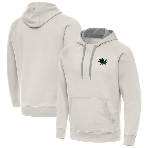 Men's Antigua Cream San Jose Sharks Victory Pullover Hoodie