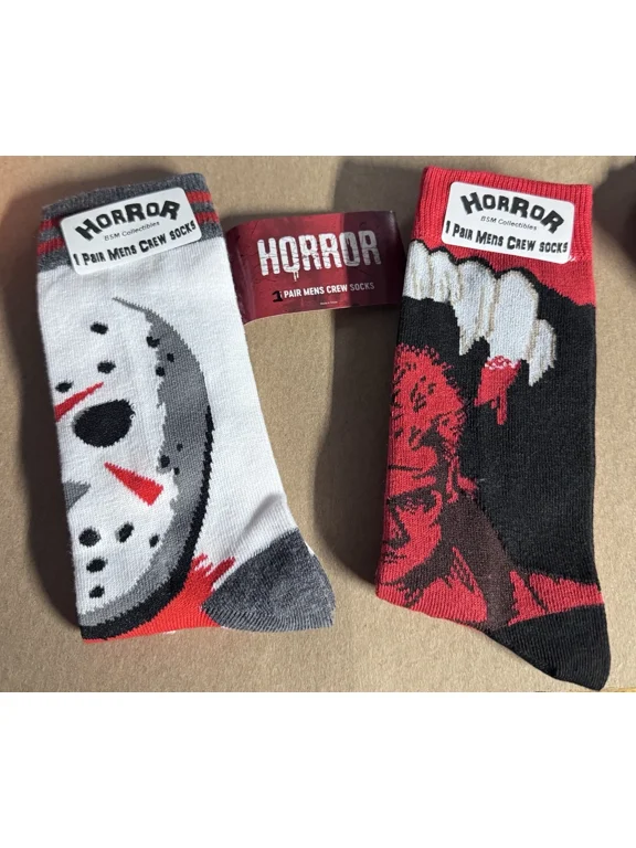 Collectible Comic Book & Horror Themed - 2 Pack- Horror Icons Socks - The Lost Boys - Friday the 13th - Mens Crew