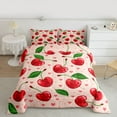 thumbnail image 2 of Manfei Cartoon Red Cherry Bedding Comforter Set for Teens, Yummy Summer Fruit Twin Comforter Sets, Kawaii Love Heart Reversible Bedding Set, Super Cozy Room Decor, 2pcs, 2 of 8