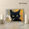 thumbnail image 6 of Black Cat Canvas Wall Art Cat Smoking Cigarette Painting Funny Black Cat Wall Art Aesthetic Animal Poster Funny Bathroom Wall Art Cat Smoking a Cigarette Canvas Art Print for Wall, 6 of 6