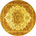 thumbnail image 1 of Ahgly Company Machine Washable Indoor Round Persian Yellow Traditional Area Rugs, 4' Round, 1 of 4