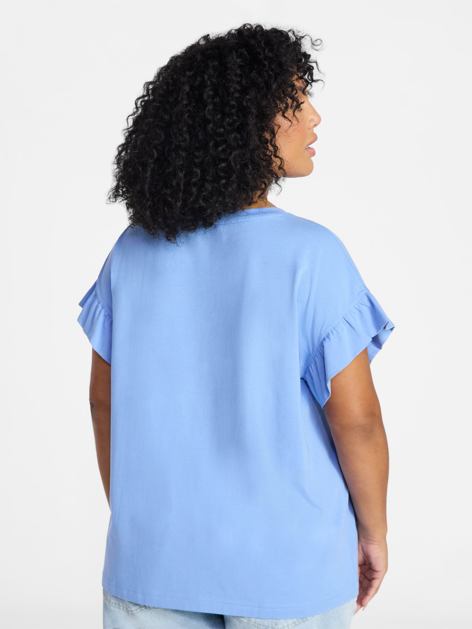 Terra & Sky Women's Plus Ruffle Short Sleeve Tee, Sizes 0X-5X