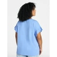 thumbnail image 3 of Terra & Sky Women's Plus Ruffle Short Sleeve Tee, Sizes 0X-5X, 3 of 5