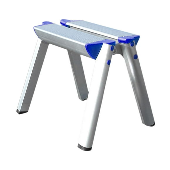Escalera plegable ancha para uso doméstico, ligera, fácil de transportar, ideal para oficinas, tiendas, almacenes y fábricas. Azul