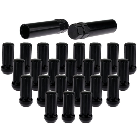 cciyu Set of 24 Black Spline Wheel lug Nuts for Ford Expedition/for Ford for F-150/for Lincoln Mark LT/for Lincoln Navigator 1997-2014 14×2.0 Close End 51mm Tall 3/4" Drive Hex Size with 2 Keys