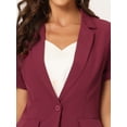 thumbnail image 5 of Chaqueta de traje de oficina con 1 botón y manga corta para mujer Rojo Oscuro M, 5 of 5