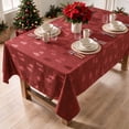 thumbnail image 2 of Sm:)e Pine Tree Snowflake Yarn Dyed Jacquard Woven Christmas Tablecloth 60x104 Inch, for Dining Decor, Rectangle, Red, 2 of 7