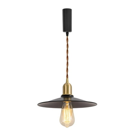 

KAYYELAMP Track Light E26 Brass Base Dia 10.2 Black Shade Retro Design 3.2 Ft Adjusted Cord J-Type Track Hanging Light for Farmhouse Kitchen Sink Home(No Bulb Track)