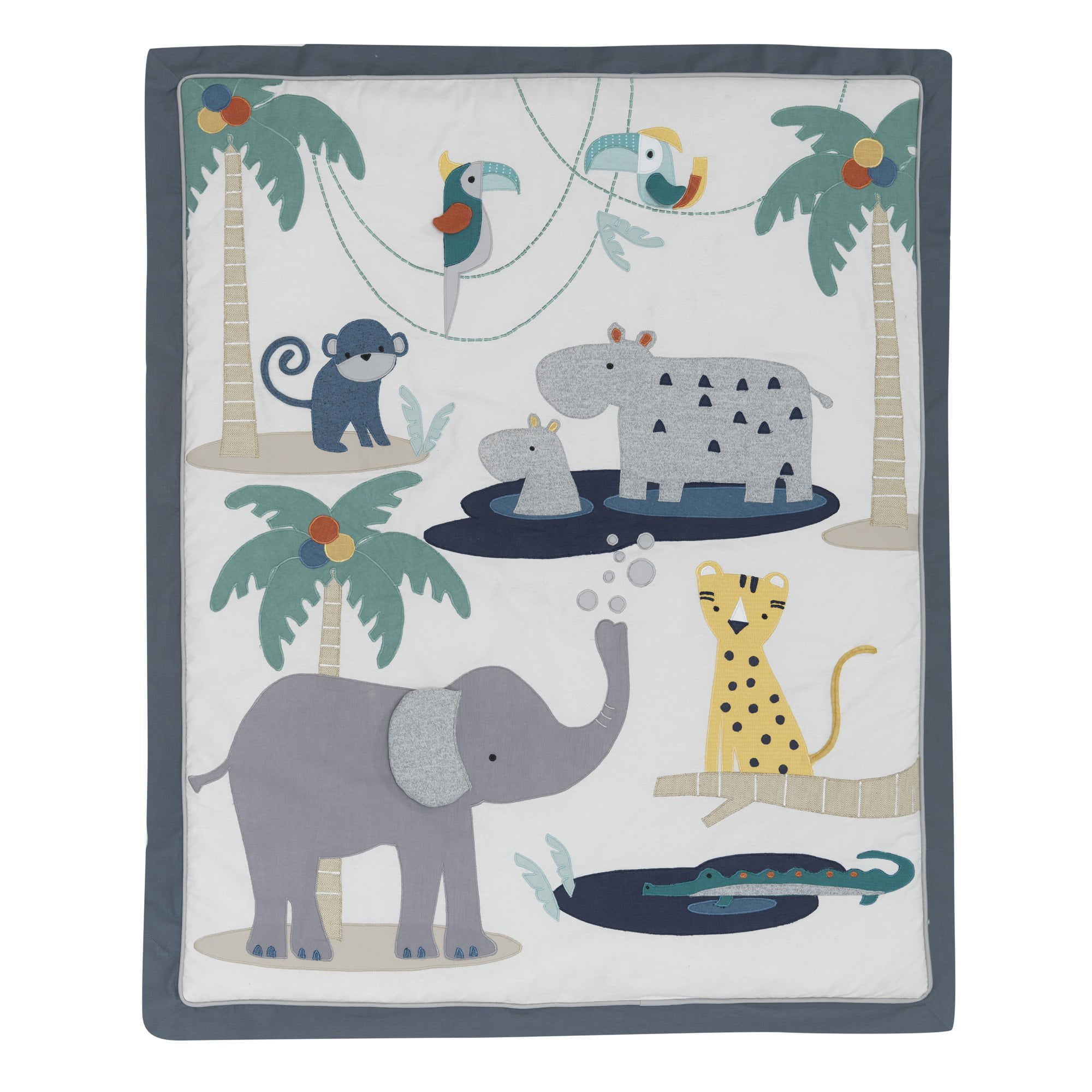 Lambs & Ivy Animal Crackers 5-Piece Crib Bedding Set - Gray, White, Animals