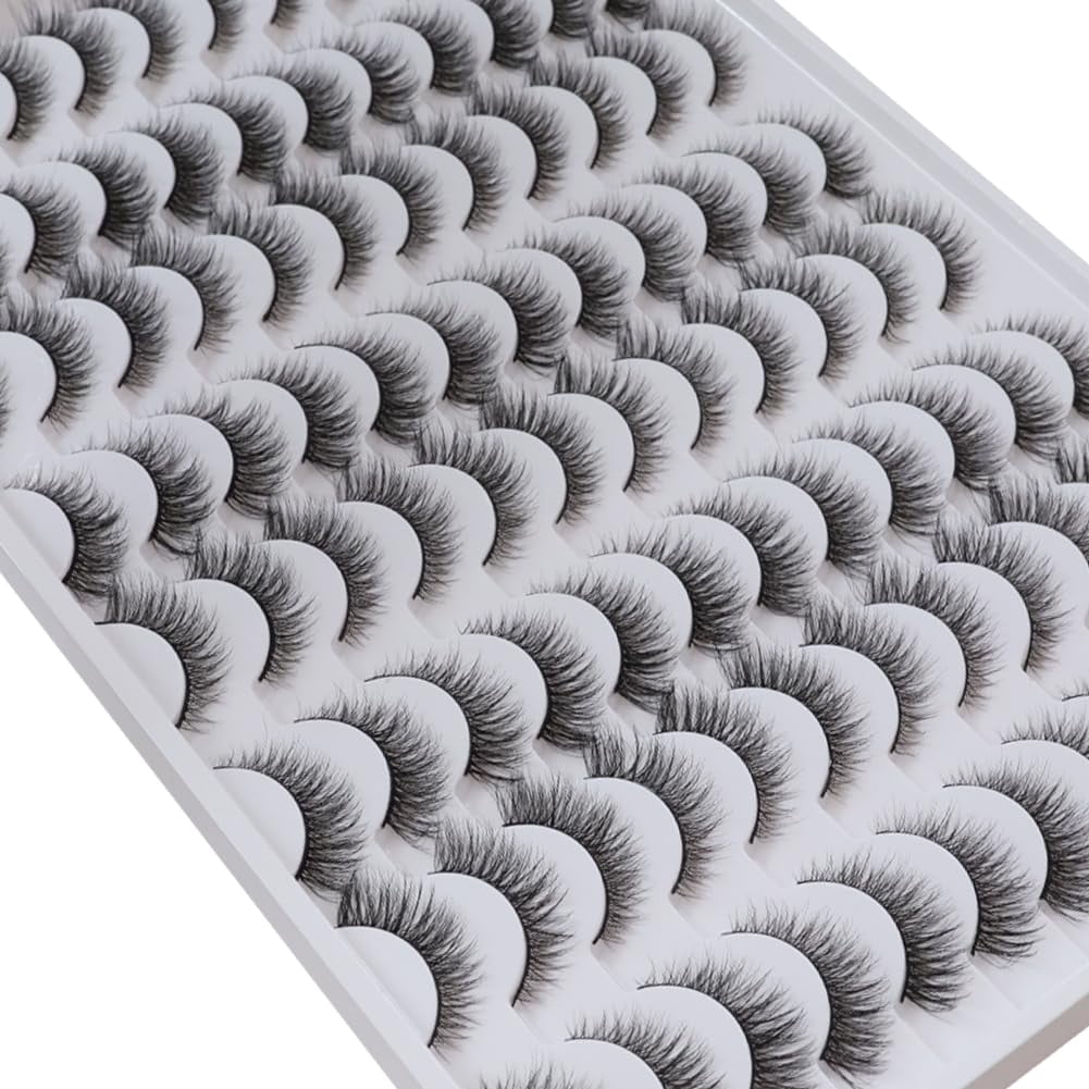 False Eyelashes 48 Pairs Faux Mink Lashes 14mm Wispy Lashes 3D Fluffy Cat Eye Lashes Pack Bulk Wholesale Strip Lashes